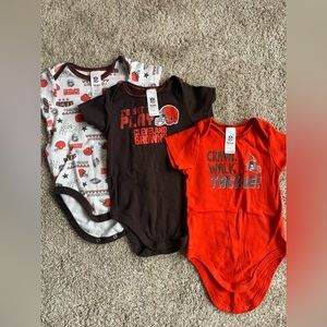 THREE Cleveland Browns size 18 months baby onesies